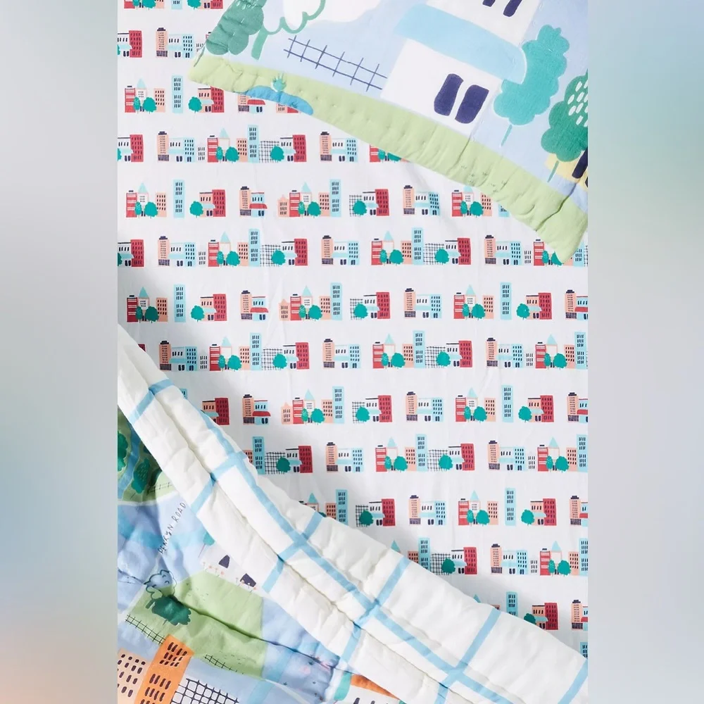 New🌟Anthropologie -Lemon Ribbon Big City Crib Sheet